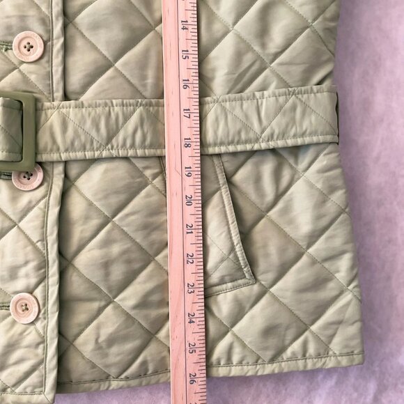 Jones New York Signature Womens Green Belted Waist Classic Quilted Jacket Sz XL - Picture 7 of 9